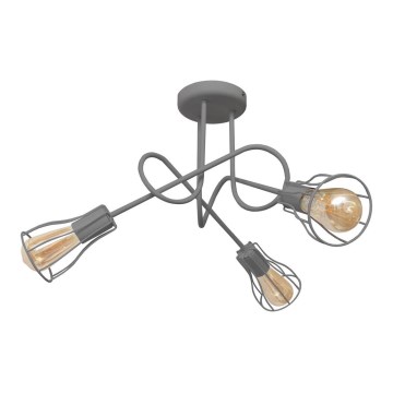 Lámpara de araña de luces de superficie OXFORD 3xE27/15W/230V gris