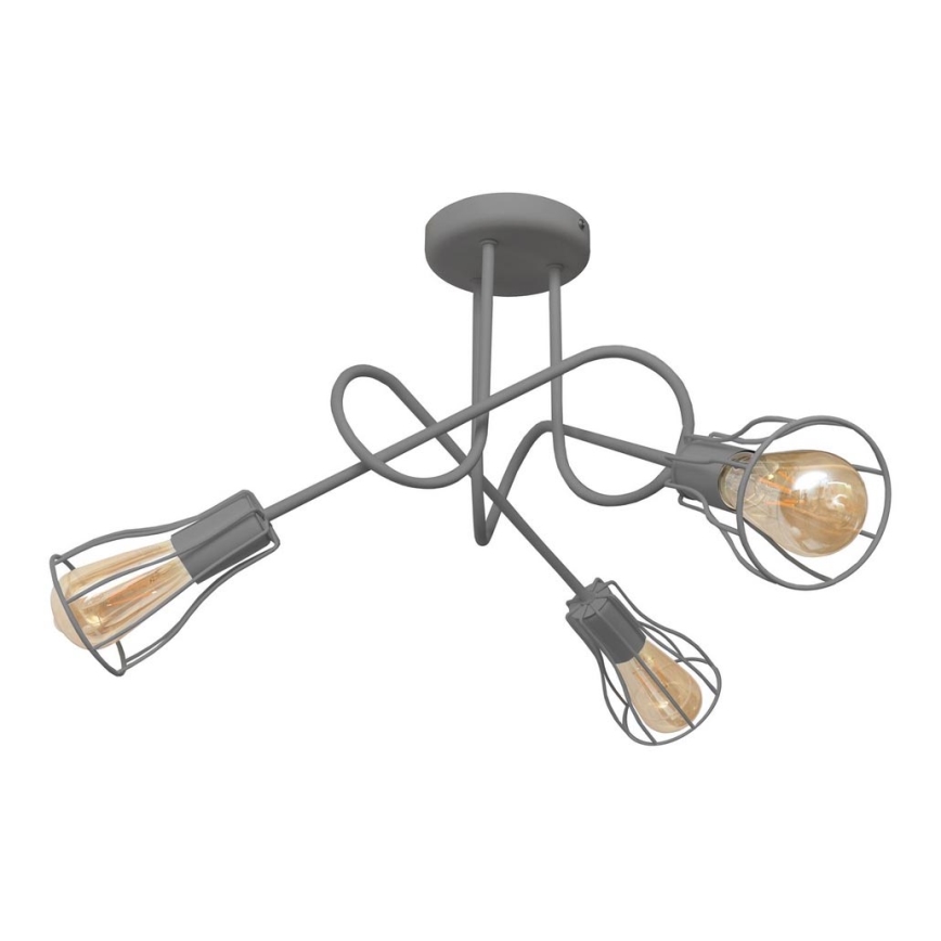 Lámpara de araña de luces de superficie OXFORD 3xE27/15W/230V gris