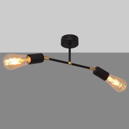 Lámpara de araña de luces de superficie ROSETTE 2xE27/15W/230V negro/dorado