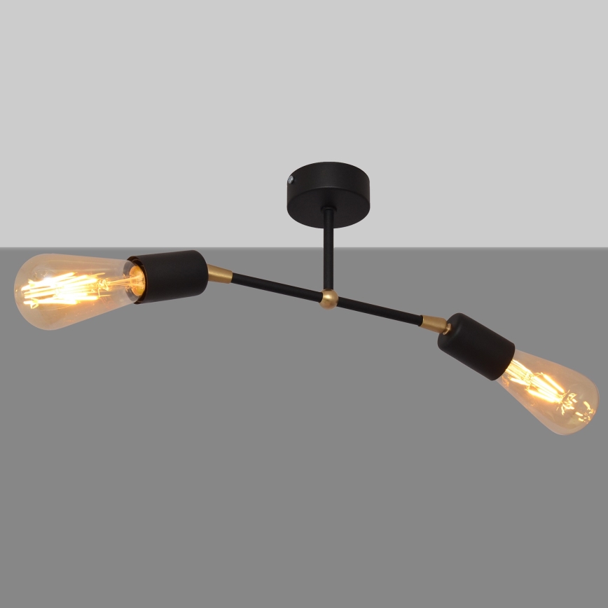 Lámpara de araña de luces de superficie ROSETTE 2xE27/15W/230V negro/dorado