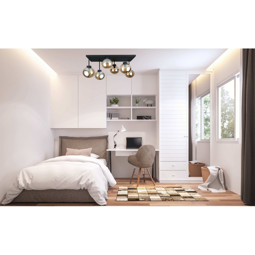 Lámpara de araña empotrada DEA 6xE14/60W/230V negro/beige ahumado