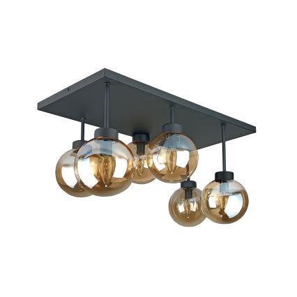 Lámpara de araña empotrada DEA 6xE14/60W/230V negro/beige ahumado