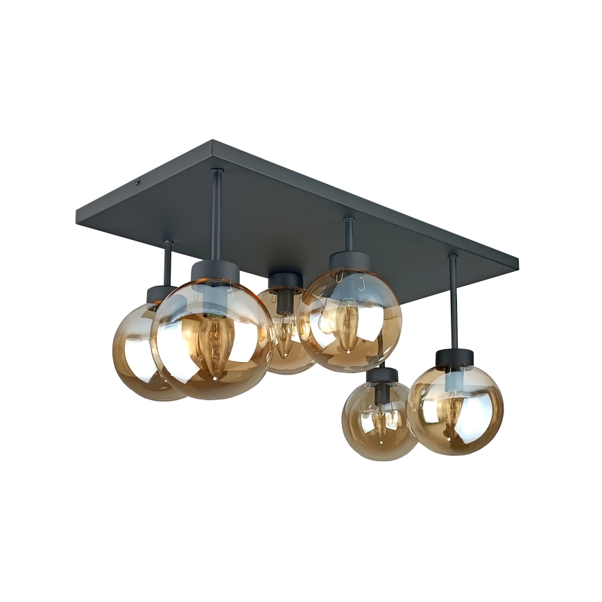 Lámpara de araña empotrada DEA 6xE14/60W/230V negro/beige ahumado