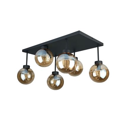 Lámpara de araña empotrada DEA 6xE14/60W/230V negro/beige ahumado