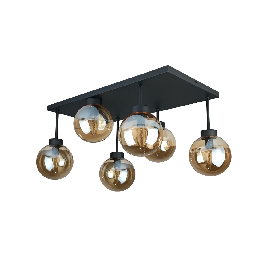 Lámpara de araña empotrada DEA 6xE14/60W/230V negro/beige ahumado