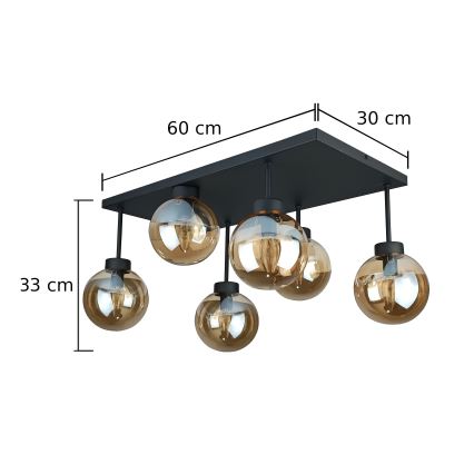 Lámpara de araña empotrada DEA 6xE14/60W/230V negro/beige ahumado