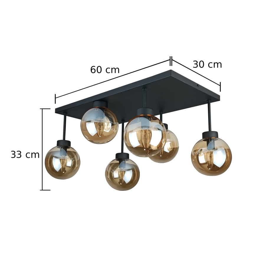 Lámpara de araña empotrada DEA 6xE14/60W/230V negro/beige ahumado