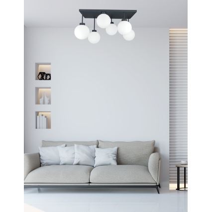 Lámpara de araña empotrada DEA 6xE14/60W/230V negro/blanco