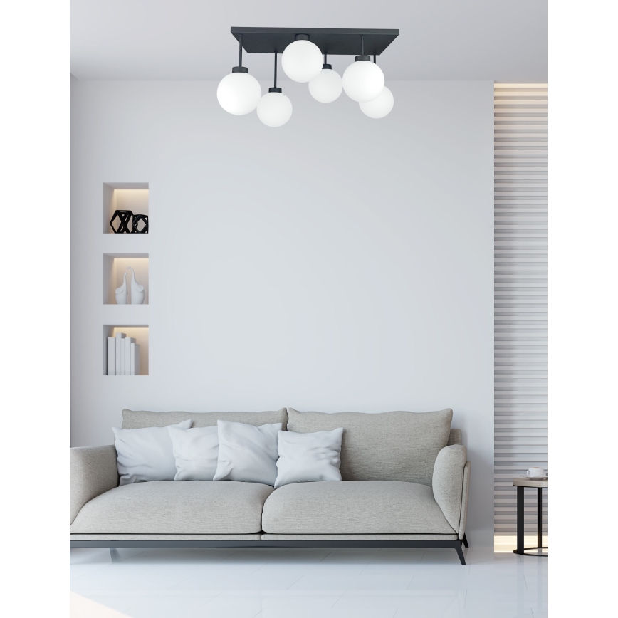 Lámpara de araña empotrada DEA 6xE14/60W/230V negro/blanco