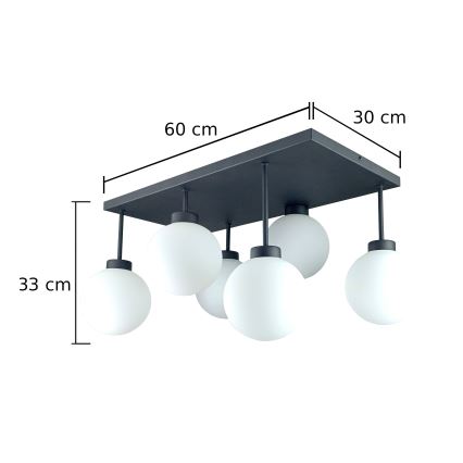 Lámpara de araña empotrada DEA 6xE14/60W/230V negro/blanco
