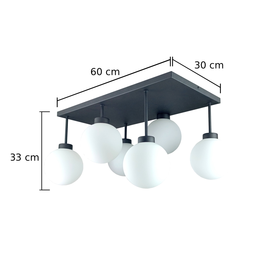 Lámpara de araña empotrada DEA 6xE14/60W/230V negro/blanco