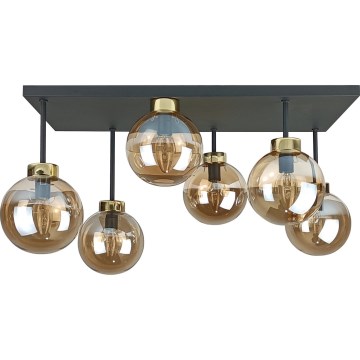 Lámpara de araña empotrada DEA 6xE14/60W/230V negro/dorado/beige ahumado
