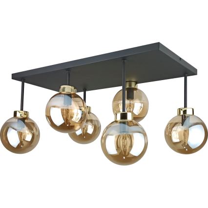 Lámpara de araña empotrada DEA 6xE14/60W/230V negro/dorado/beige ahumado