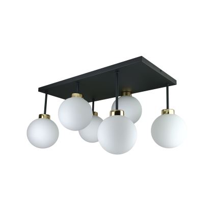 Lámpara de araña empotrada DEA 6xE14/60W/230V negro/dorado/blanco
