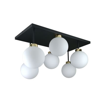 Lámpara de araña empotrada DEA 6xE14/60W/230V negro/dorado/blanco