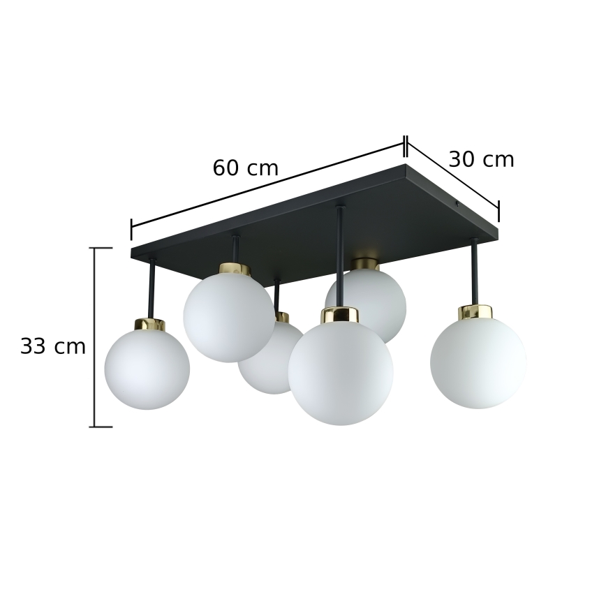 Lámpara de araña empotrada DEA 6xE14/60W/230V negro/dorado/blanco