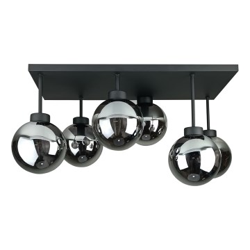Lámpara de araña empotrada DEA 6xE14/60W/230V negro/negro ahumado