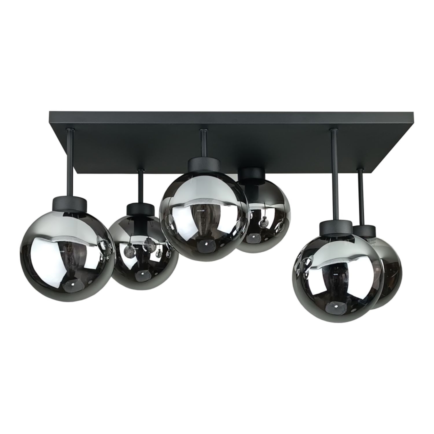 Lámpara de araña empotrada DEA 6xE14/60W/230V negro/negro ahumado