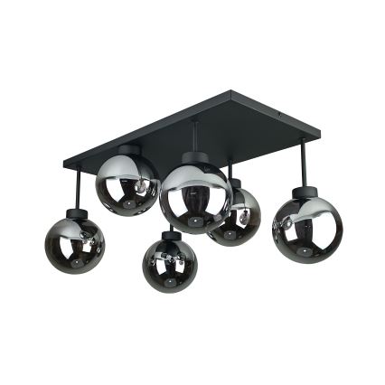 Lámpara de araña empotrada DEA 6xE14/60W/230V negro/negro ahumado