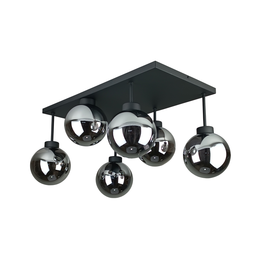 Lámpara de araña empotrada DEA 6xE14/60W/230V negro/negro ahumado