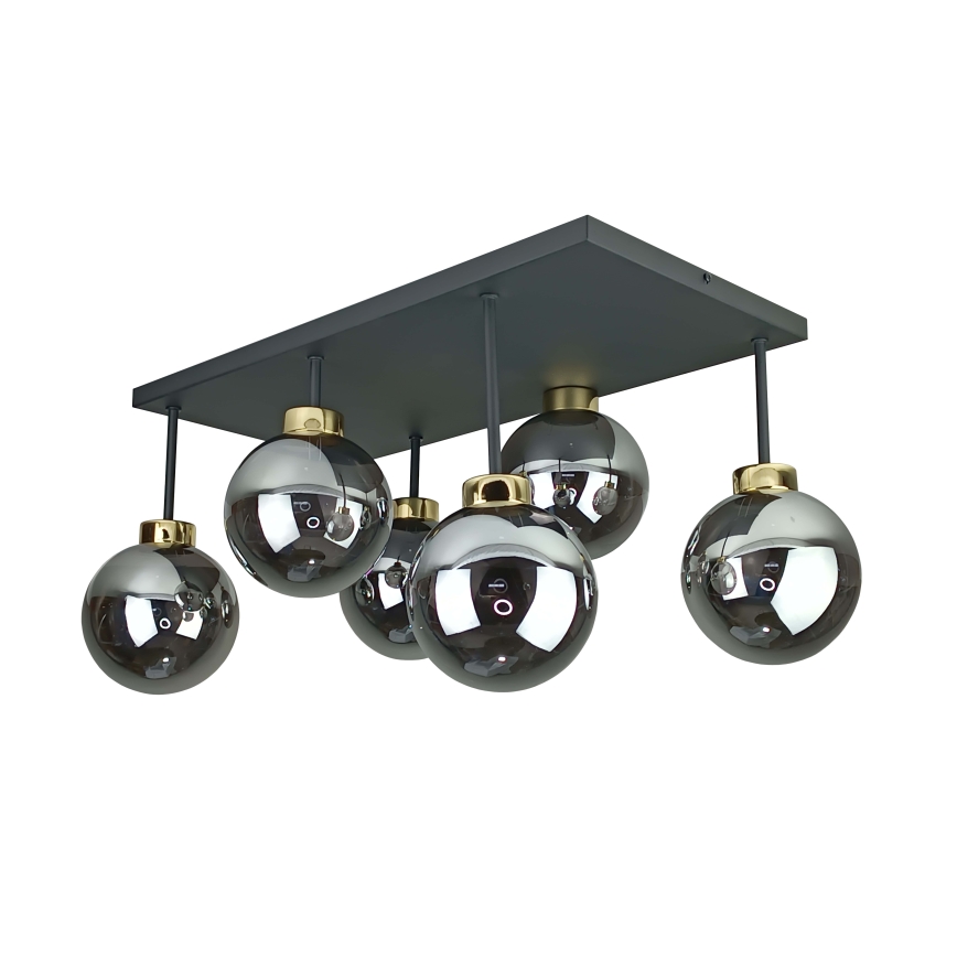 Lámpara de araña empotrada DEA 6xE14/60W/230V negro/oro/negro ahumado