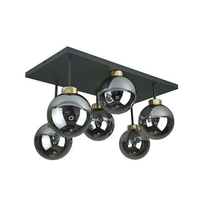 Lámpara de araña empotrada DEA 6xE14/60W/230V negro/oro/negro ahumado