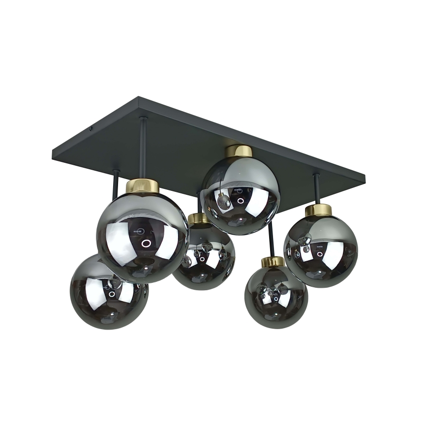 Lámpara de araña empotrada DEA 6xE14/60W/230V negro/oro/negro ahumado