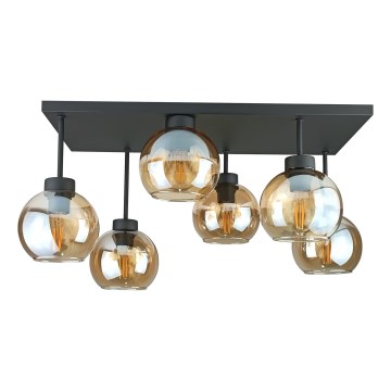 Lámpara de araña empotrada NESSA 6xE27/60W/230V negro/beige ahumado