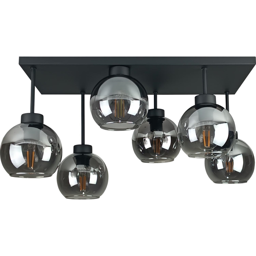 Lámpara de araña empotrada NESSA 6xE27/60W/230V negro/negro ahumado