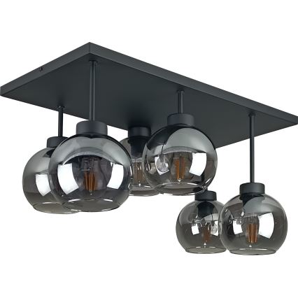 Lámpara de araña empotrada NESSA 6xE27/60W/230V negro/negro ahumado