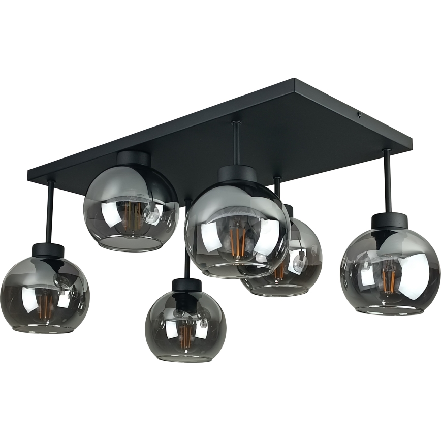 Lámpara de araña empotrada NESSA 6xE27/60W/230V negro/negro ahumado