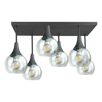 Lámpara de araña empotrada SOMA 6xE27/60W/230V negro/transparente