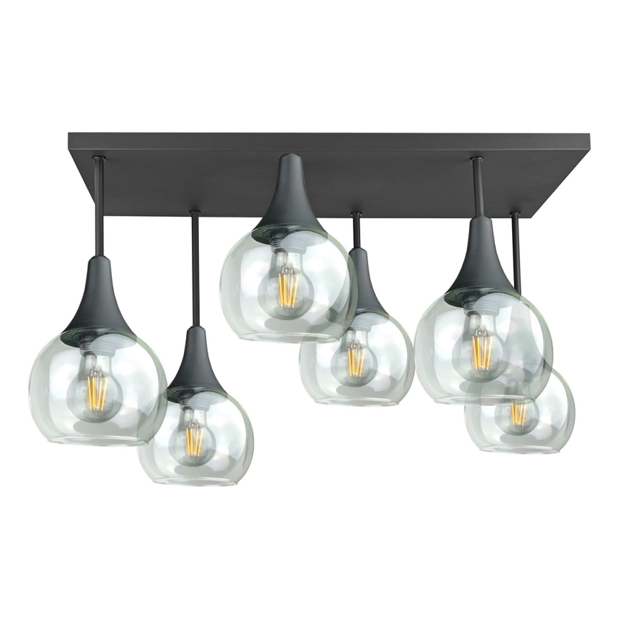 Lámpara de araña empotrada SOMA 6xE27/60W/230V negro/transparente