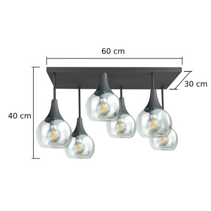 Lámpara de araña empotrada SOMA 6xE27/60W/230V negro/transparente