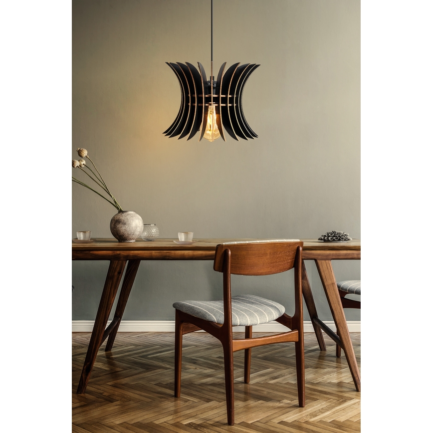 Lámpara de araña en cadena 1xE27/60W/230V black d. 20 cm