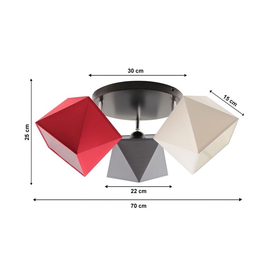 Lámpara de araña fija DIAMENT 3xE27/60W/230V