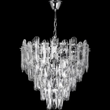 Lámpara de araña LED con cadena 7xE27/60W/230V + 4xLED/6W diámetro 40 cm cromo brillante