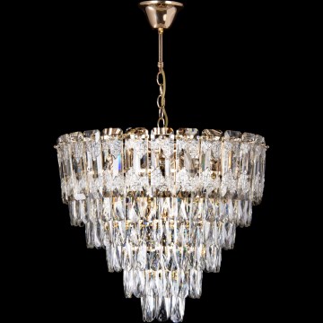 Lámpara de araña LED con cadena 9xE27/60W/230V + 6xLED/6W, diámetro 50 cm, color dorado