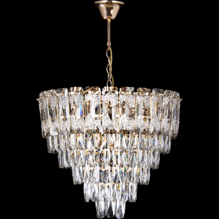 Lámpara de araña LED con cadena 9xE27/60W/230V + 6xLED/6W, diámetro 50 cm, color dorado