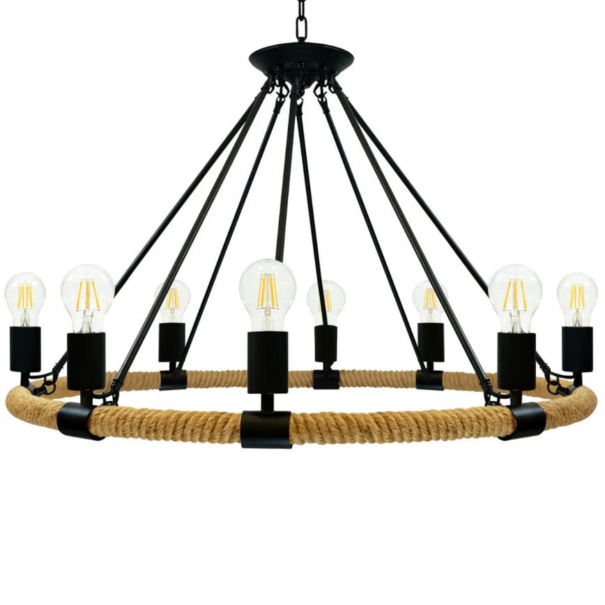 Lámpara de araña LED con cadena ROPE ARTHUR 8xE27/6W/230V