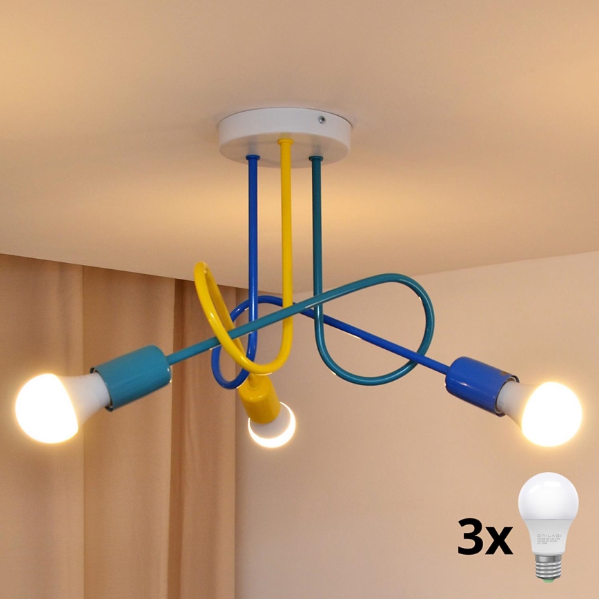 Lámpara de araña LED infantil OXFORD 3xE27/15W/230V