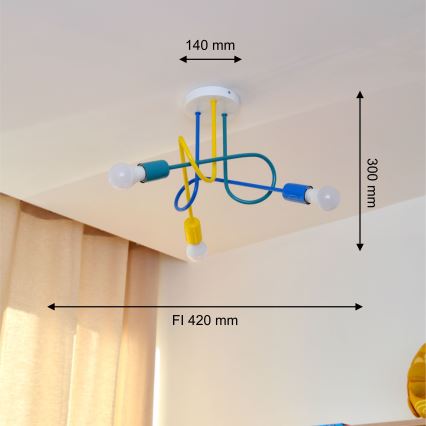 Lámpara de araña LED infantil OXFORD 3xE27/15W/230V