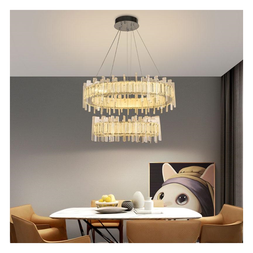Lámpara de araña de cristal LED regulable en cadena LED/65W/230V 3000-6500K + mando a distancia