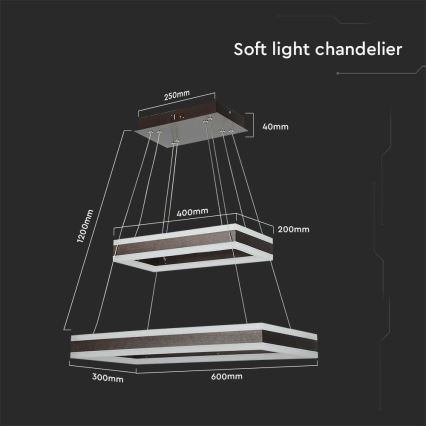 Lámpara de araña LED regulable LED/113W/230V 3000K marrón