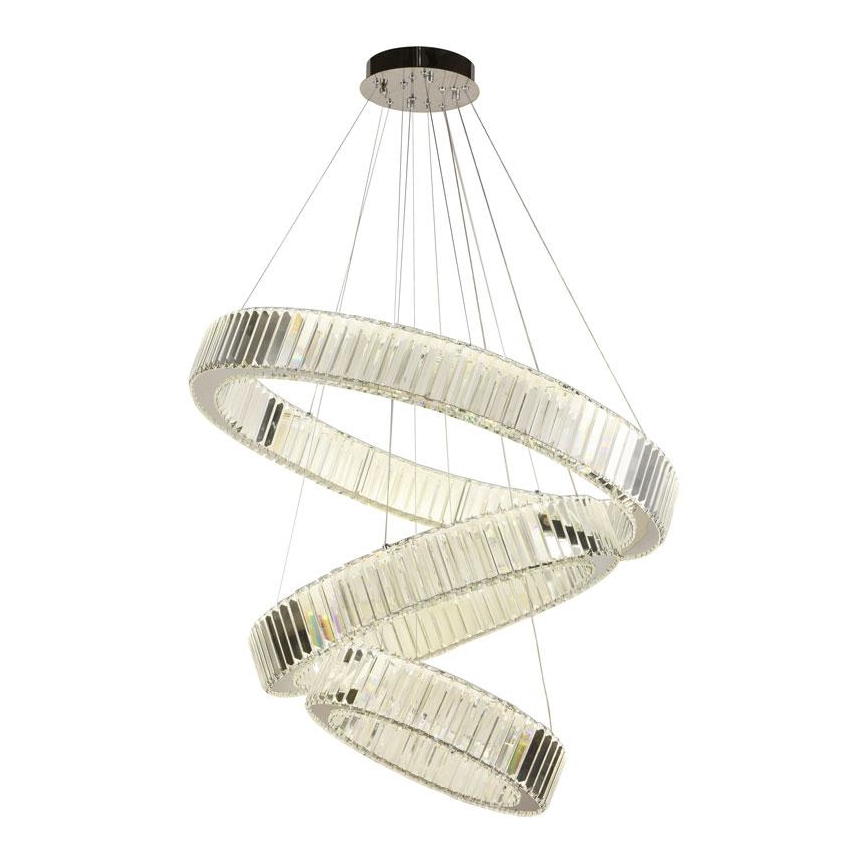 LED Lámpara de araña de vidrio regulable con cuerda LED/115W/230V 3000-6500K cromo brillante + control remoto