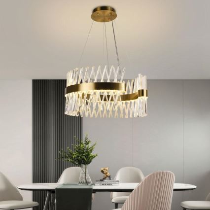 Lámpara de araña de cristal LED regulable en una cadena LED/130W/230V 3000-6500K dorado + control remoto