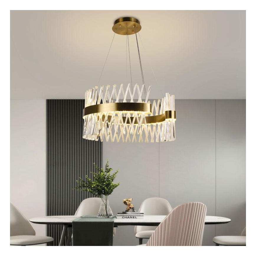 Lámpara de araña de cristal LED regulable en una cadena LED/130W/230V 3000-6500K dorado + control remoto