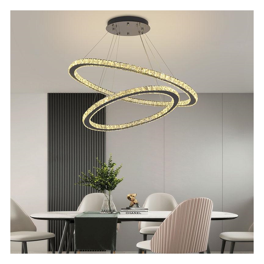 Lámpara de araña de cristal LED regulable en una cadena LED/160W/230V 3000-6500K plata + control remoto
