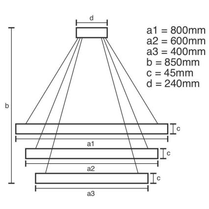 Lámpara de araña LED regulable LED/220W/230V 3000-6500K diá. 80 cm + control remoto