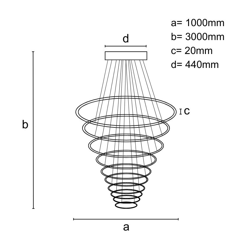 Lámpara de araña LED regulable LED/370W/230V 3000-6500K diá. 100 cm + control remoto